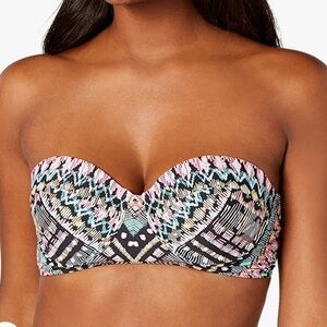 NWT Bar III Printed Underwire Midkini Top Neon Tribal Swim Top